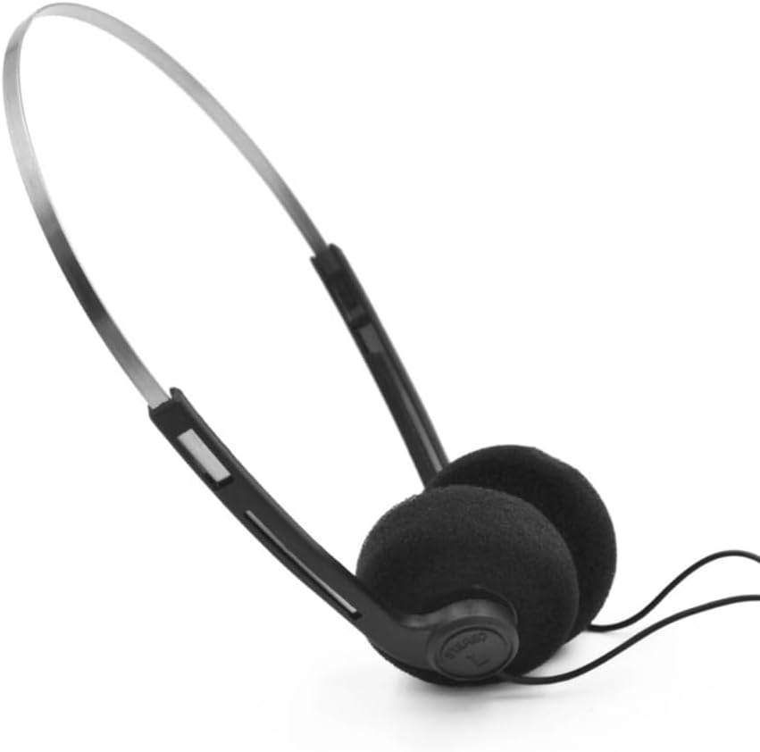 Poemtian Mini Stereo Lightweight Headphones,Wired Retro Headphones for Phone Tablet,Retro Headphones (Black) image number 1