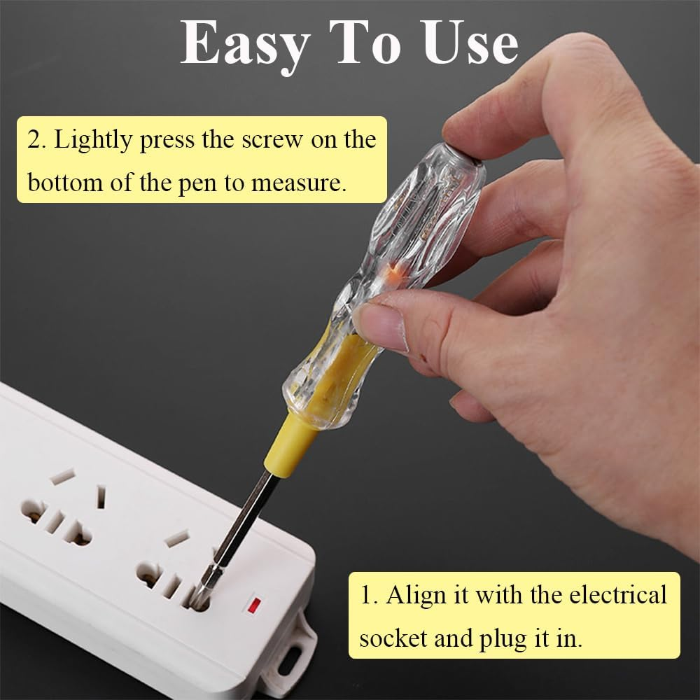 2 in 1 Screwdriver Voltage Tester, 2 Pieces Phillips and Flat Double Head Screwdriver Electric Test Pen DIY Hand Tool image number 6