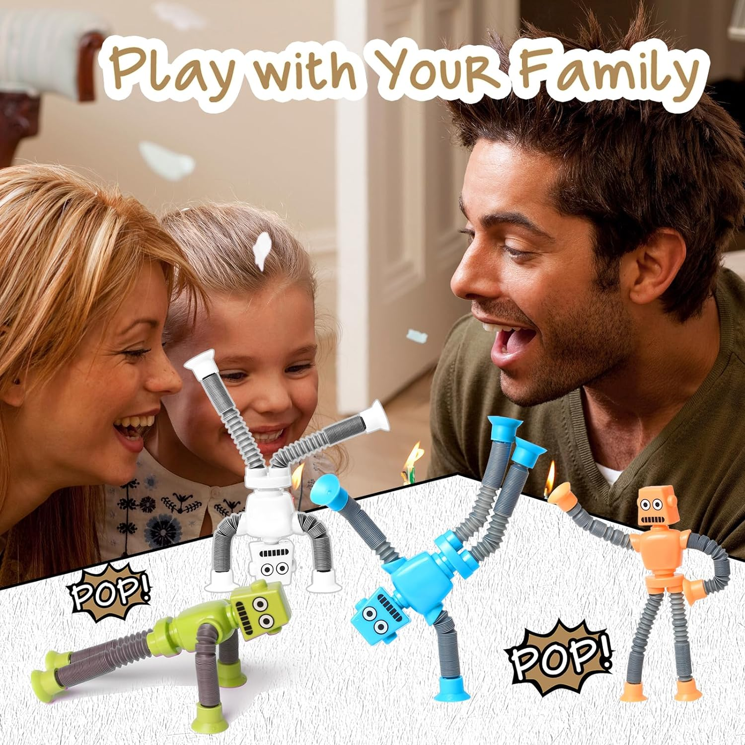 YAYOSUE 4PCS Telescopic Robot Suction Cup Toy, Shape Changing Tube Fidget Toys, Travel Toys Gift Easter Basket Stocking Stuffer for Kids image number 4