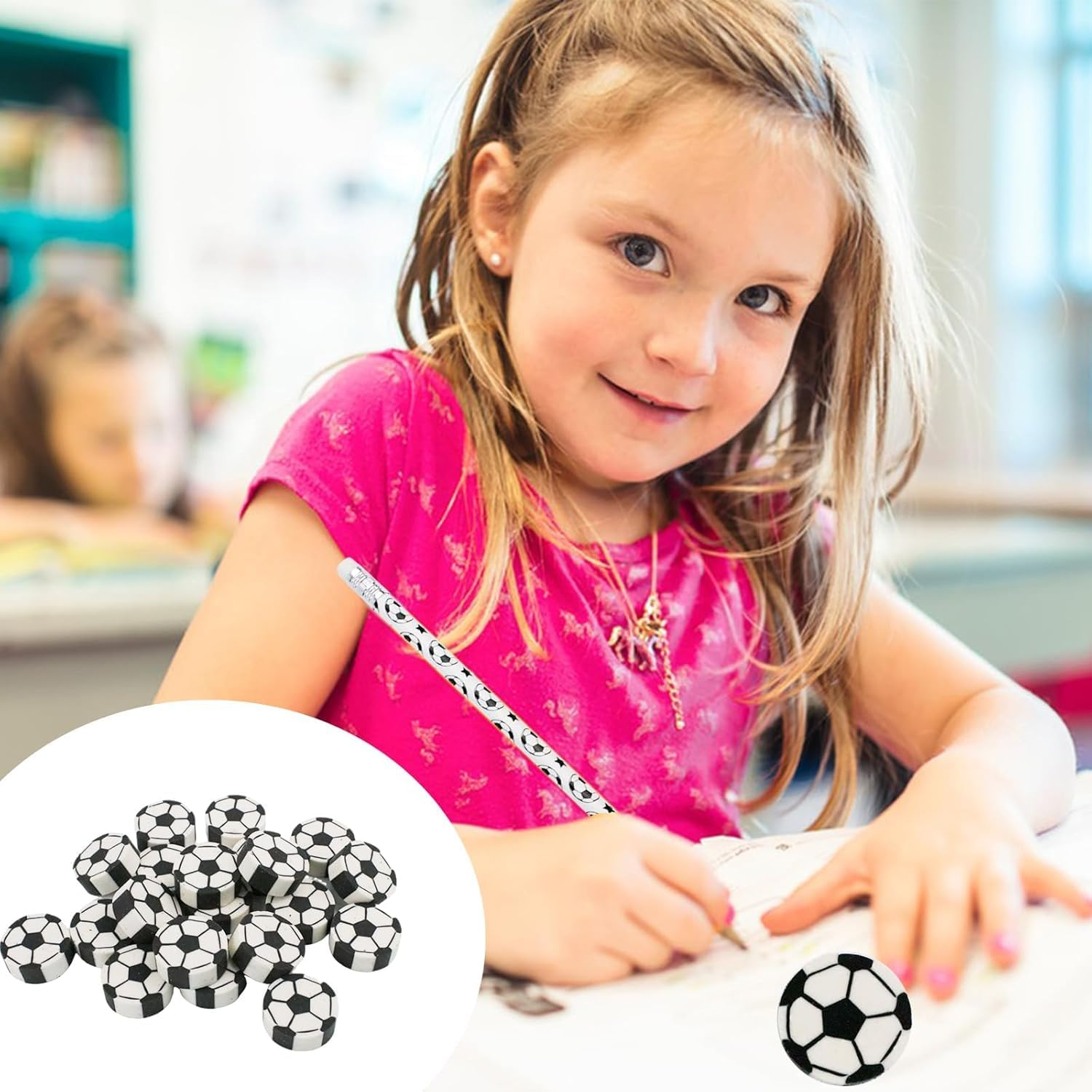 36 Pcs Soccer Pencils Soccer Erasers Sports Pencils with 36 Pcs Sports Ball Erasers Wooden Themed Pencils & Erasers Set for Party Favors, Birthday,School & Office Supplies image number 6