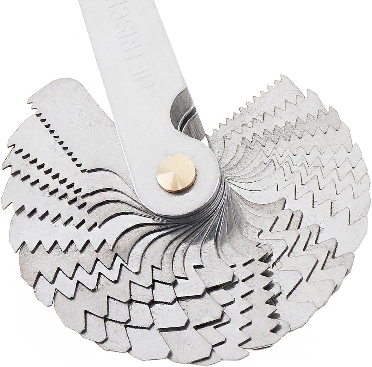 Screw Thread Pitch Cutting Gauge Tool 58Pcs/Set Stainless Steel Metric & Imperial & US Screw Gauge SAE Whitworth 55 Degree & Metric US 60 Degree Thread Pitch Gauge for Industrial Measurement image number 6