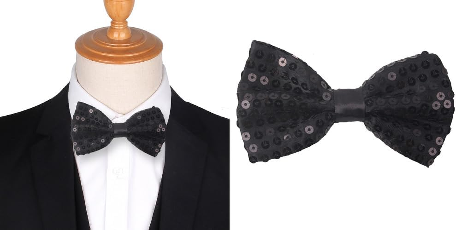 Sequins Adjustable Bow Tie, Bright Assorted Colors for Fancy Costume Party Accessory,Set of 7 image number 2