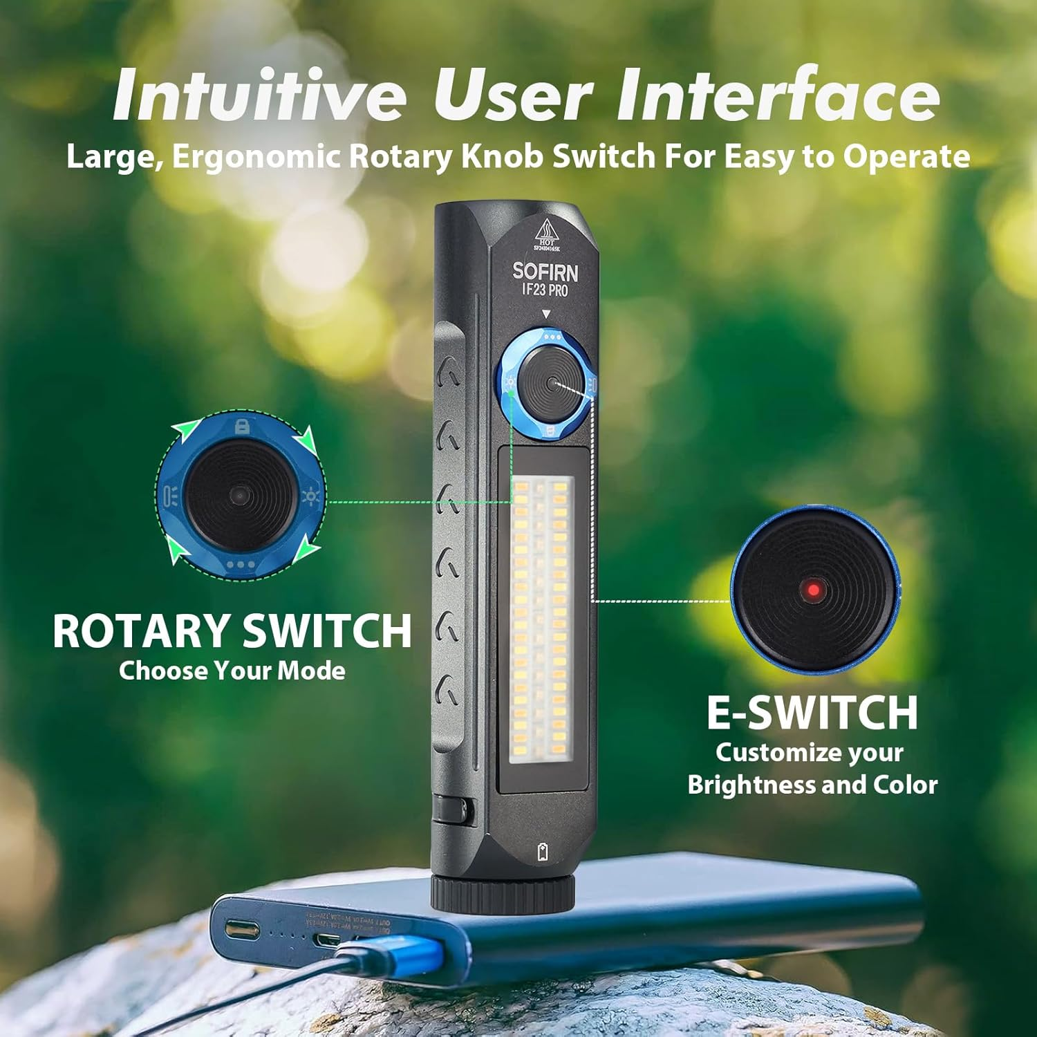 Sofirn IF23 Pro Torch Rechargeable 5000 High Lumens, Super Bright 3-In-1 Flashlight with Side White Light & RGB Color Light, 60 Leds, Magnetic Base, Simple UI for Home, Emergency, Camping, Work