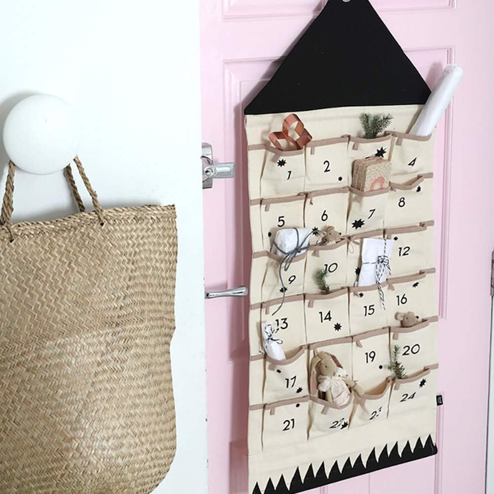 2021 Christmas Advent Calendar, Fabric Christmas Advent Calendars to Fill,Advent Hanging Calendar Christmas 2021 Countdown Cloth with 24 Pockets for Xmas Decorations