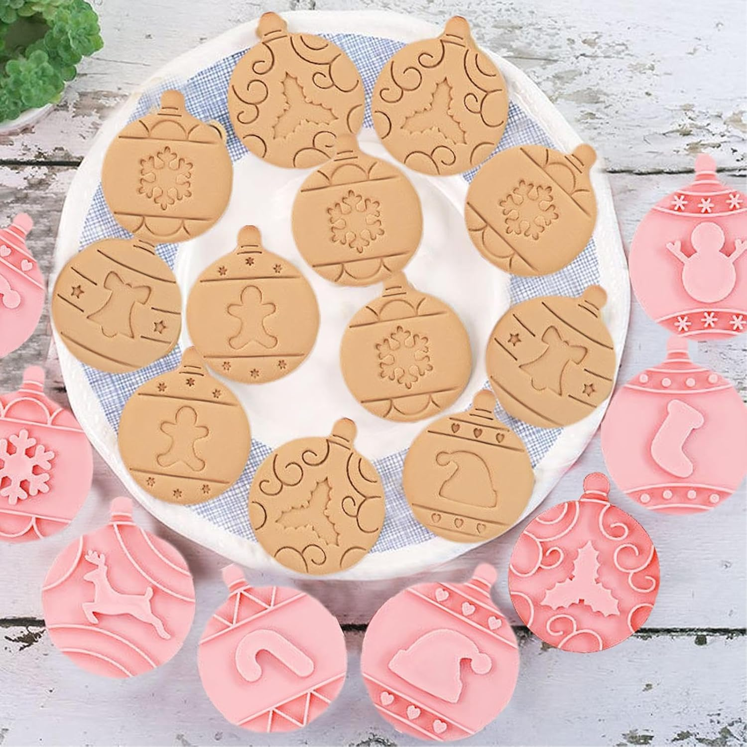 Embossing Cookie Cutters - Baking Mold Embossing Cookie Shapes | Christmas Cookie Cutter Kit for , Fondant, Cake Decoration image number 4