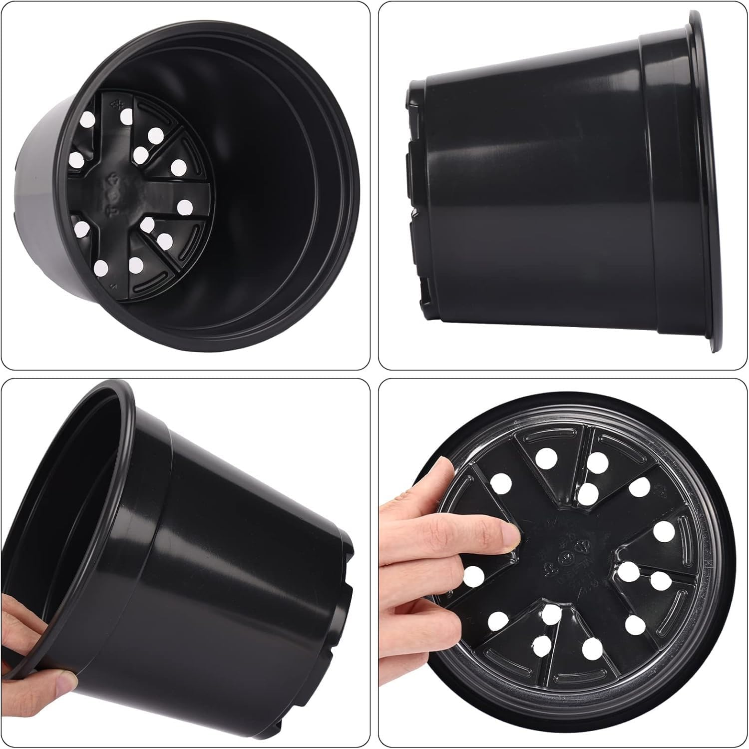 20 Pack Small Nursery Pots,Black Thick Seedling Pots,Plant Pots with Drainage Holes for Indoor Outdoor,Plants Decorative Planters for House Plants image number 1