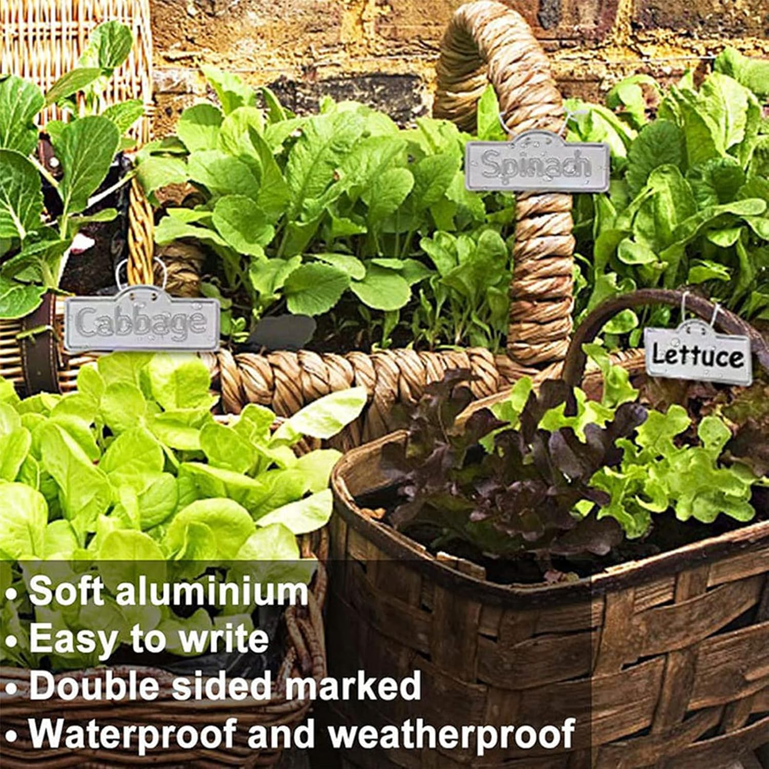 Metal Plant Labels, 100 Pack Aluminum Plant Signs Tags Weatherproof Garden Markers Tag for Vegetables Flower Seed Greenhouse, 1.5 X 3.5In, 100Pcs, 100 Twist Ties image number 2