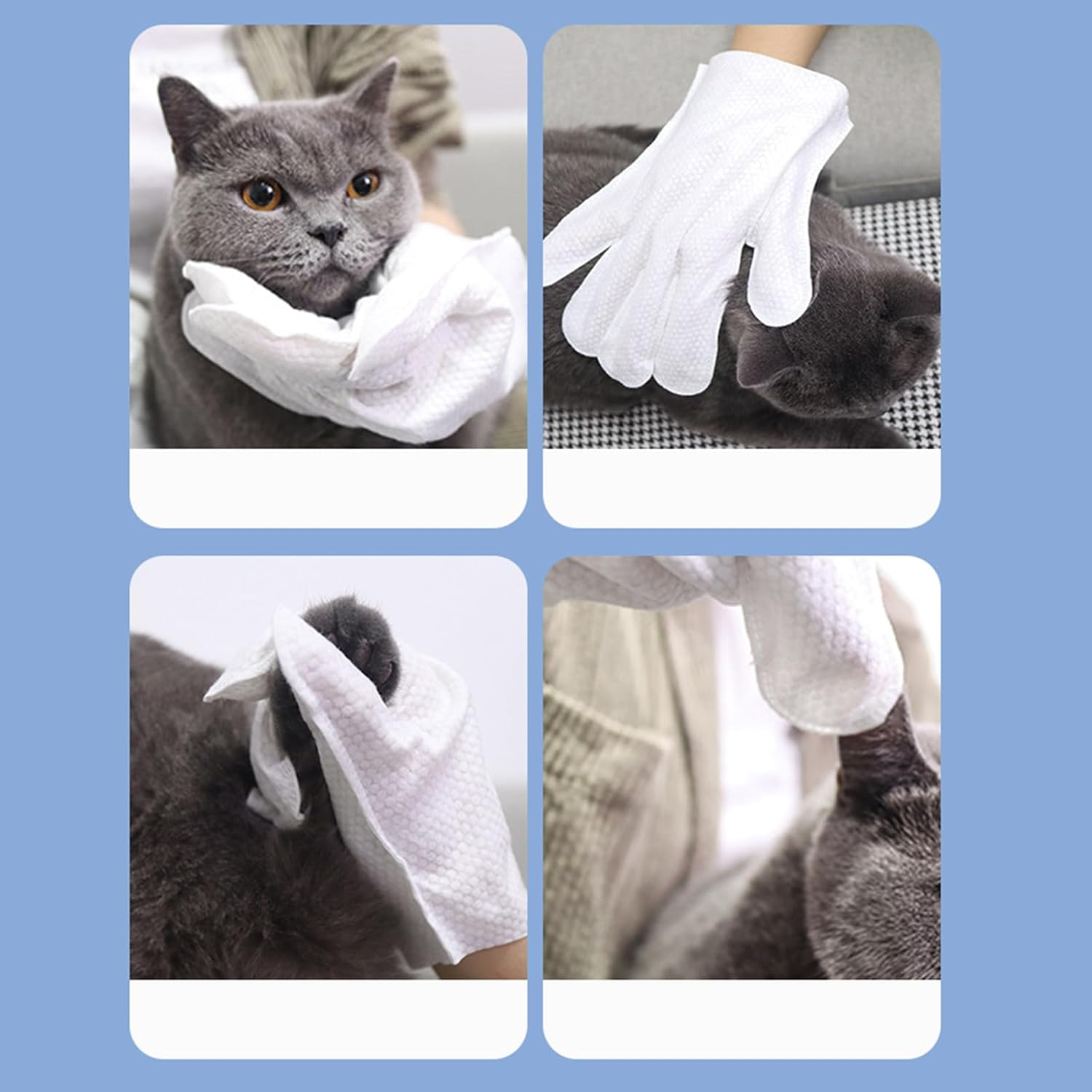 Dog Basting Sheets - Pet Glove Wipes - Deodorizing Care Set of 3 Daily Eyes, Ears and Butt Cleaning for Cats, Puppies, Kittens and Dogs image number 3