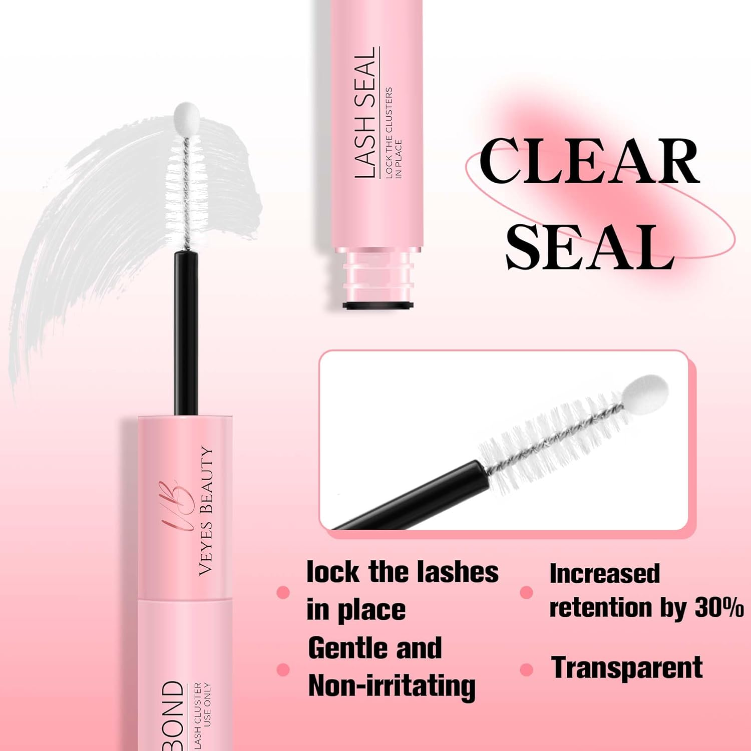 VEYESBEAUTY Lash Bond and Seal Waterproof 2 in 1 Lash Cluster Glue for DIY Eyelash Extensions Long Lasting Strong Hold Individual Eyelash Glue for Self-Application at Home (5Ml+5Ml) image number 5