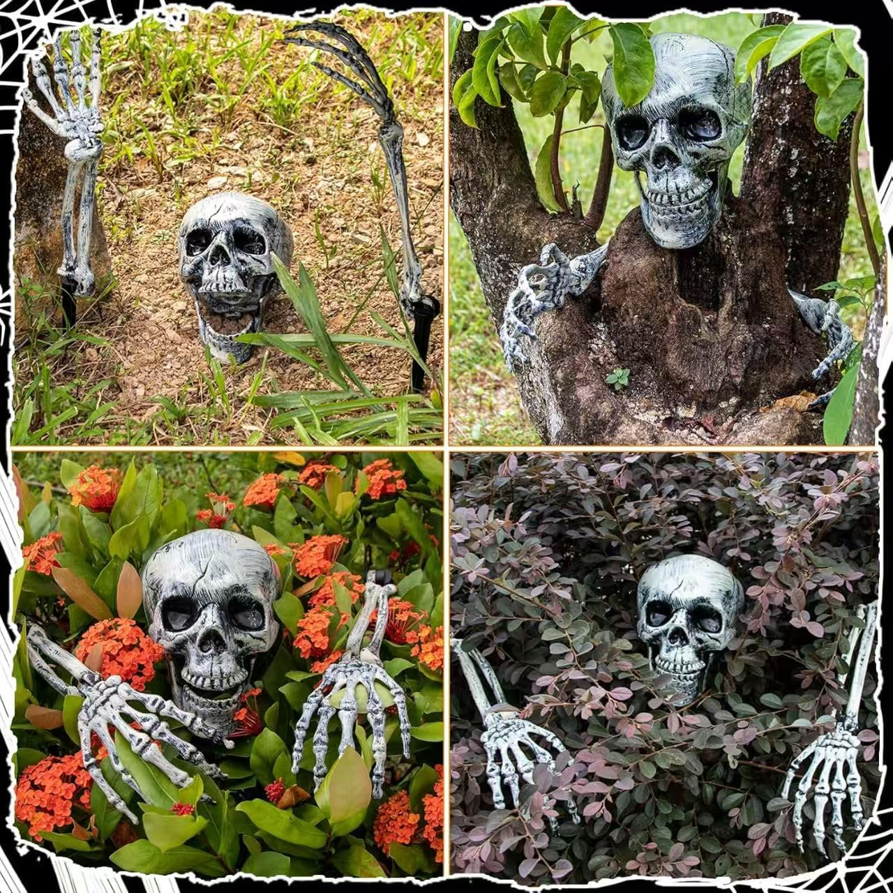 Plastic Skeleton Arms with Stakes and Skull for Halloween Decorations Outdoor, 5-Piece Decorative Props with Realistic Skull & Arm Stakes for Spooky Yard/Garden Decor image number 5