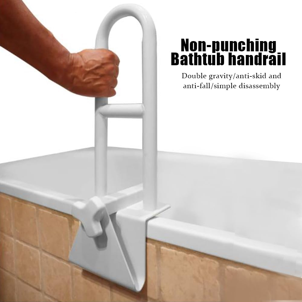 Bathtub Safety Rail,Safety Assistance Bathtub Handle,Shower Grab Bar,Adjustable Armrest,With Adjustable Clamp, Fits Tub Thickness 8 to 17.5 CM image number 3