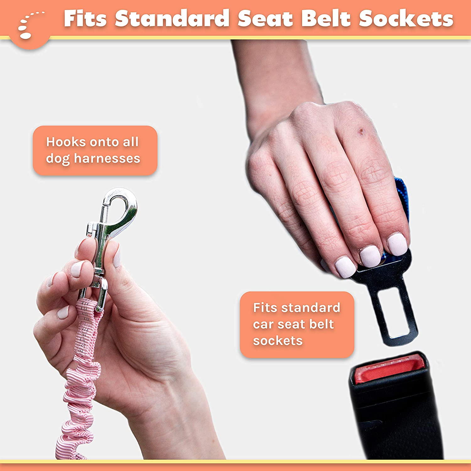 Zenify Dog Car Seat Belt Seatbelt Lead Puppy Harness - Extendable Bungee Adjustable Carseat Clip Buckle Leash for Dogs Puppies Pets Travel - Pet Safe Collar Accessories Supplies Truck Safety (Blue)