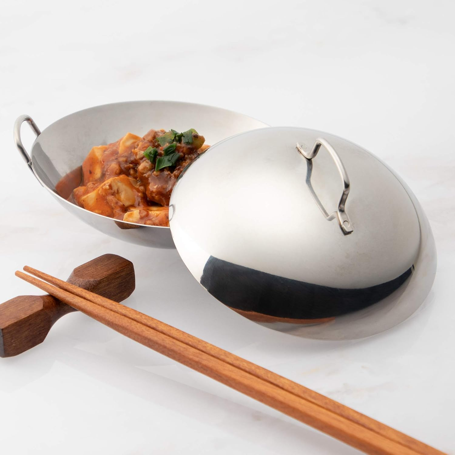 TKG Corporation PPTA403 Petit Wok Lid for 3.9 Inches (10 Cm), 18-8 Stainless Steel, Made in Japan image number 5