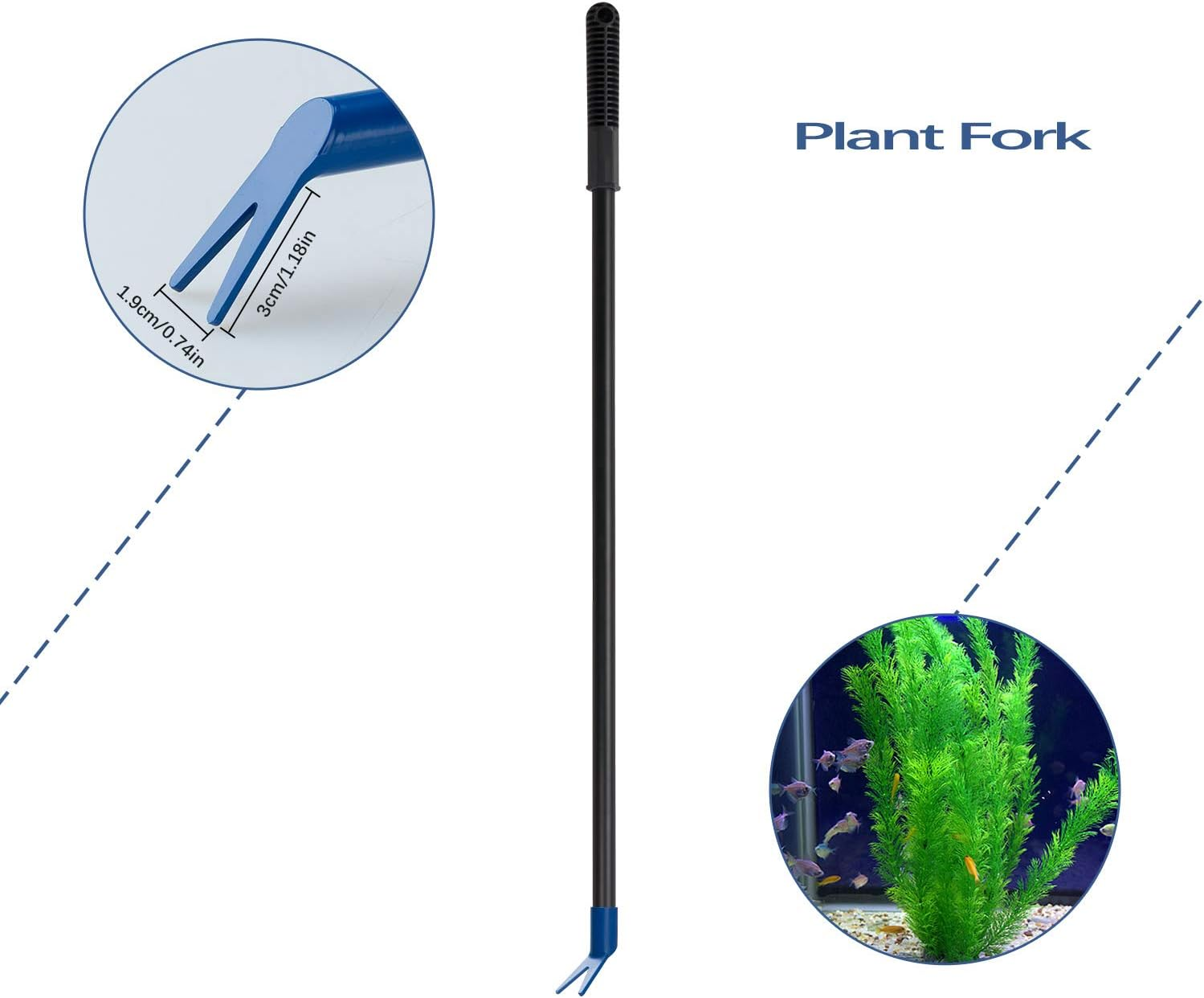 Lysport 5 in 1 Complete Aquarium Fish Tank Cleaning Set Fish Net + Rake + Scraper + Fork + Sponge Brush Glass Aquarium Cleaner Tool Kit image number 5