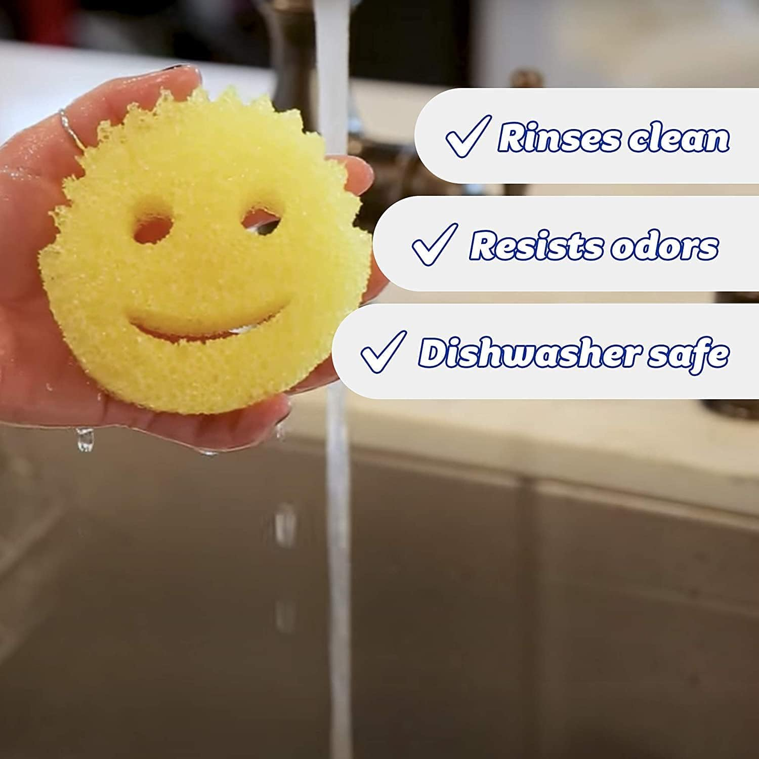 Scrub Daddy Lemon Fresh - Multipurpose Cleaning Sponge - Soft in Warm Water, Firm in Cold Water for Tough Cleaning - Scratch Free, Odour Resistant and Lemon Scented, Ergonomic image number 5
