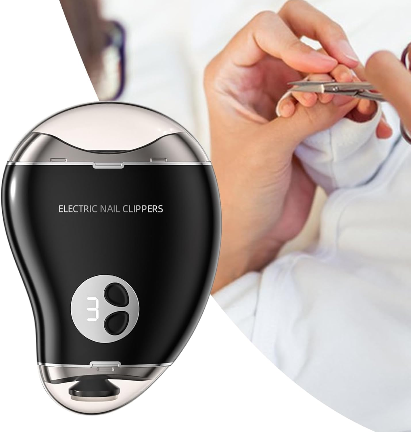 Toe Nail Trimming Scissor - 130G Electric Nail File, Kids Adults Trimmer, Mango Shape 3-Speed Cutter, Grinder for Toenail Care | Pedicure Tool for Smooth Safe Grooming and Efficient Home Use - Purple image number 2