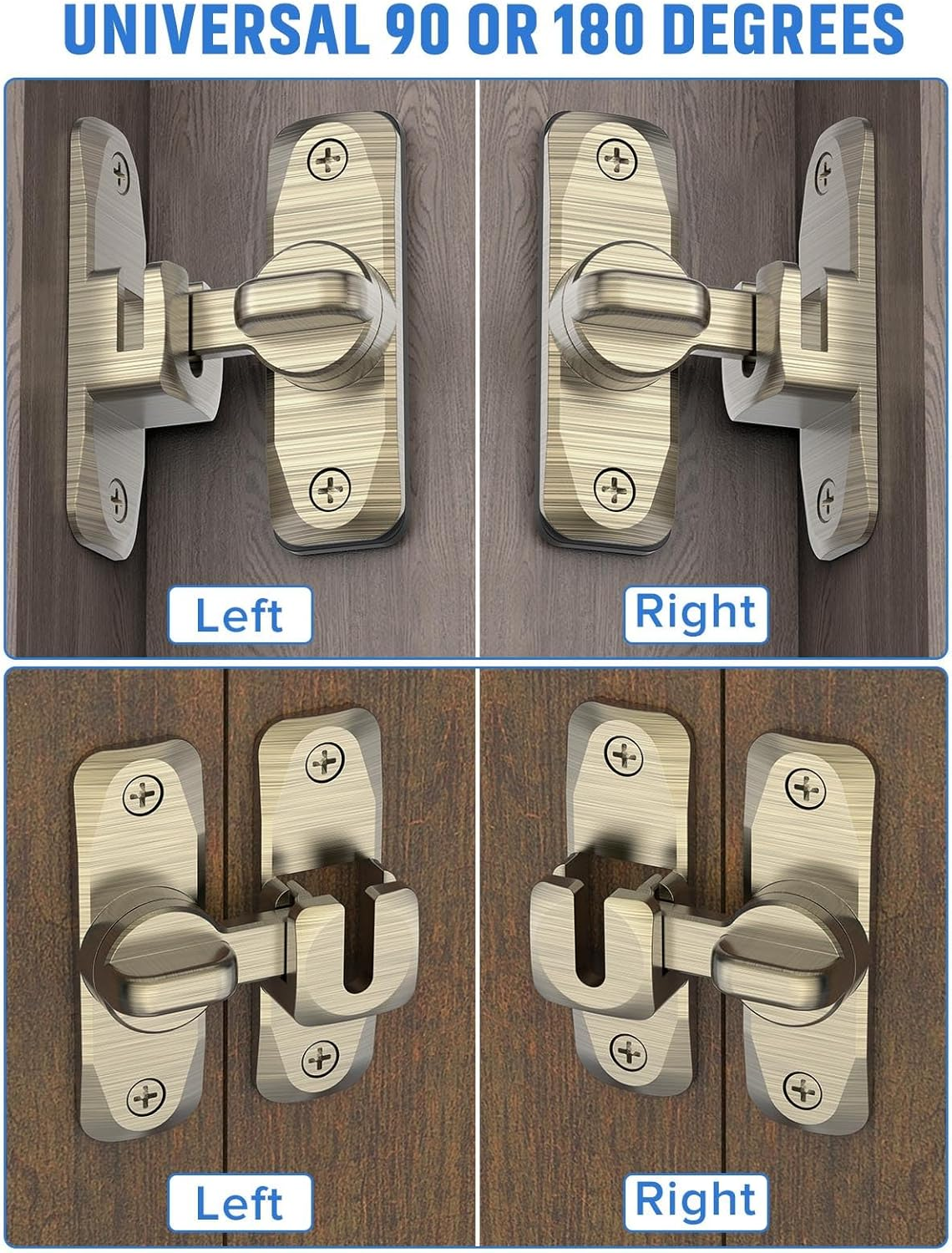 90/180 Degree Flip Barn Door Lock, Protect Privacy - Security Sliding Door Latch, Small Gate Latches Hardware for Barn, Garden, Bathroom, Cabinet, Window (Bronze-1Pc) - Black-2Pcs image number 6