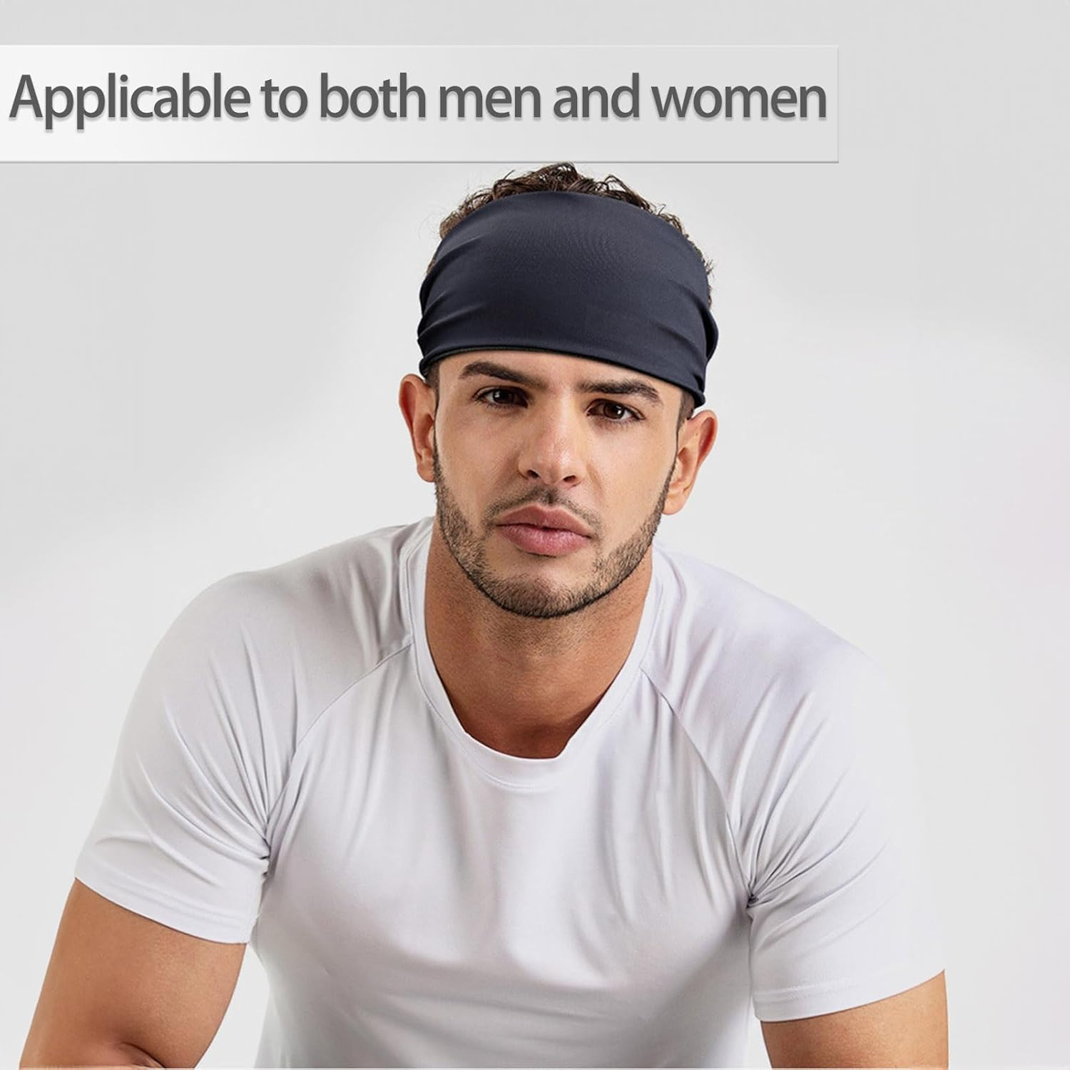 Wide Headband for Women and Men - Black, Stretchy, Non-Slip Workout Sweatband for Yoga, Fitness, Tennis, Runners - Soft Breathable Stylish Accessories for Girls image number 4