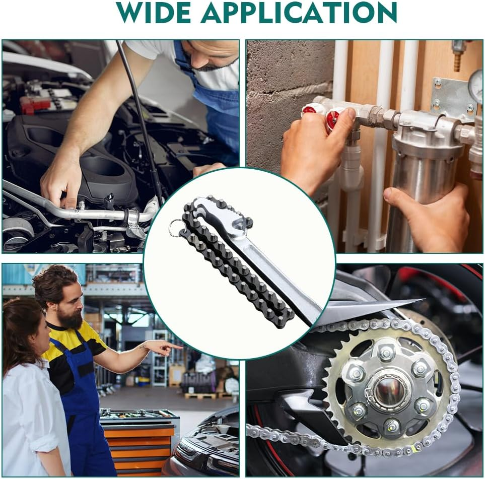 12Inch Chain Wrench,Heavy Duty Pipe Fitting Chain Wrench,Portable Plumbing Spanner,Adjustable Long Handle Wrench Tool for Oil Filter,Water Purifier Belt,Pipe Fitting ﻿