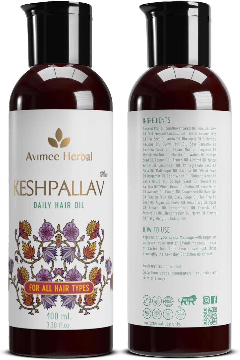 AVIMEE HERBAL Keshpallav plus Hair Oil for Unisex 100 Ml image number 2