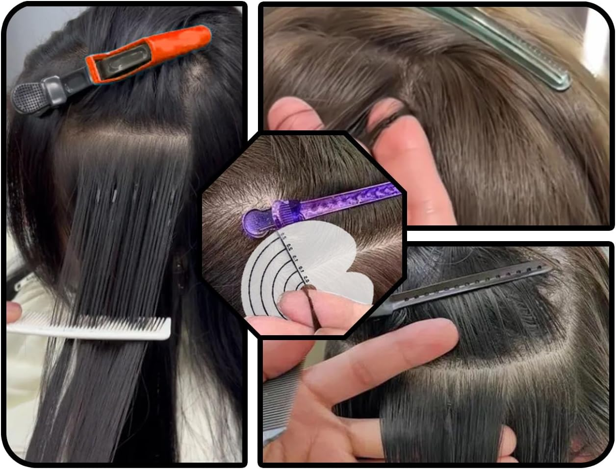 Lhbwhiz Pack of 25 Hair Extensions Stencil, Heat Shield Protection Spacer Template for Attaching, Keratin, Hair Extension Tool with a Hole and Scale, for Salon Hair Extensions (Round)