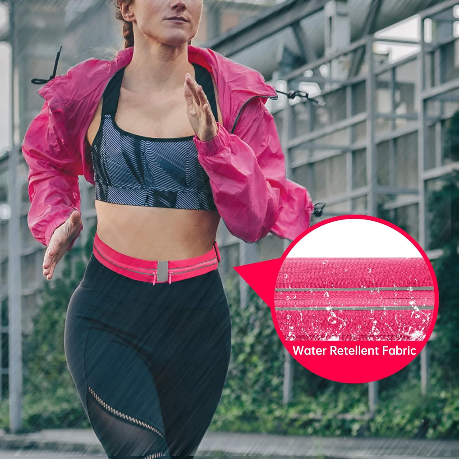 Unisex Small Waist Pouch with Adjustable Strap Thin Belt Pack for Running Hiking Travel Workout Dog Walking Outdoors Sport Fishing Waist Pack Bag, Pink, One Size, Sports image number 3