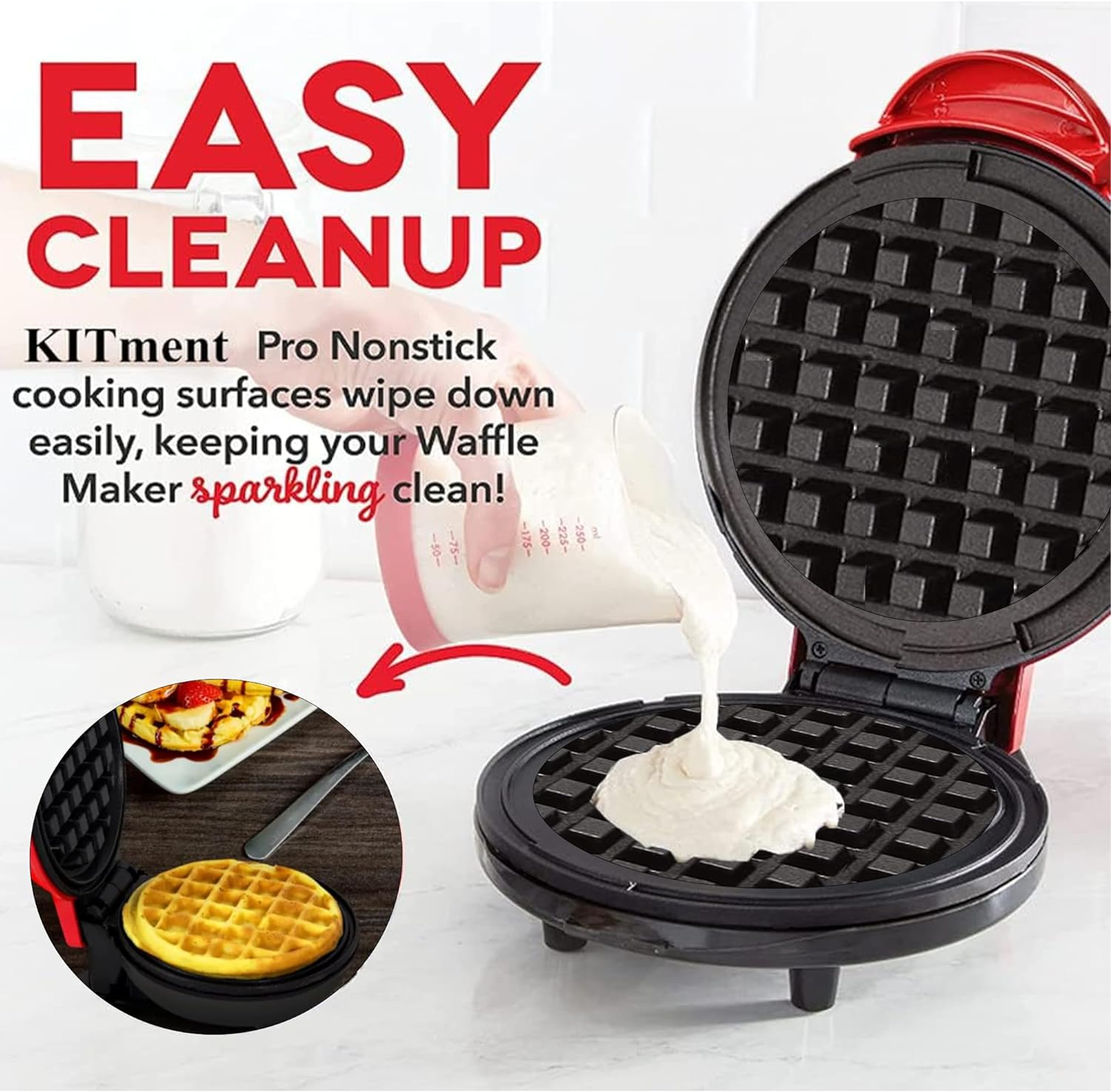 Mini Waffle Maker Classic: Versatile Nonstick Breakfast & Panini Machine - Compact, Lightweight & Stylish Kitchen Appliance image number 2