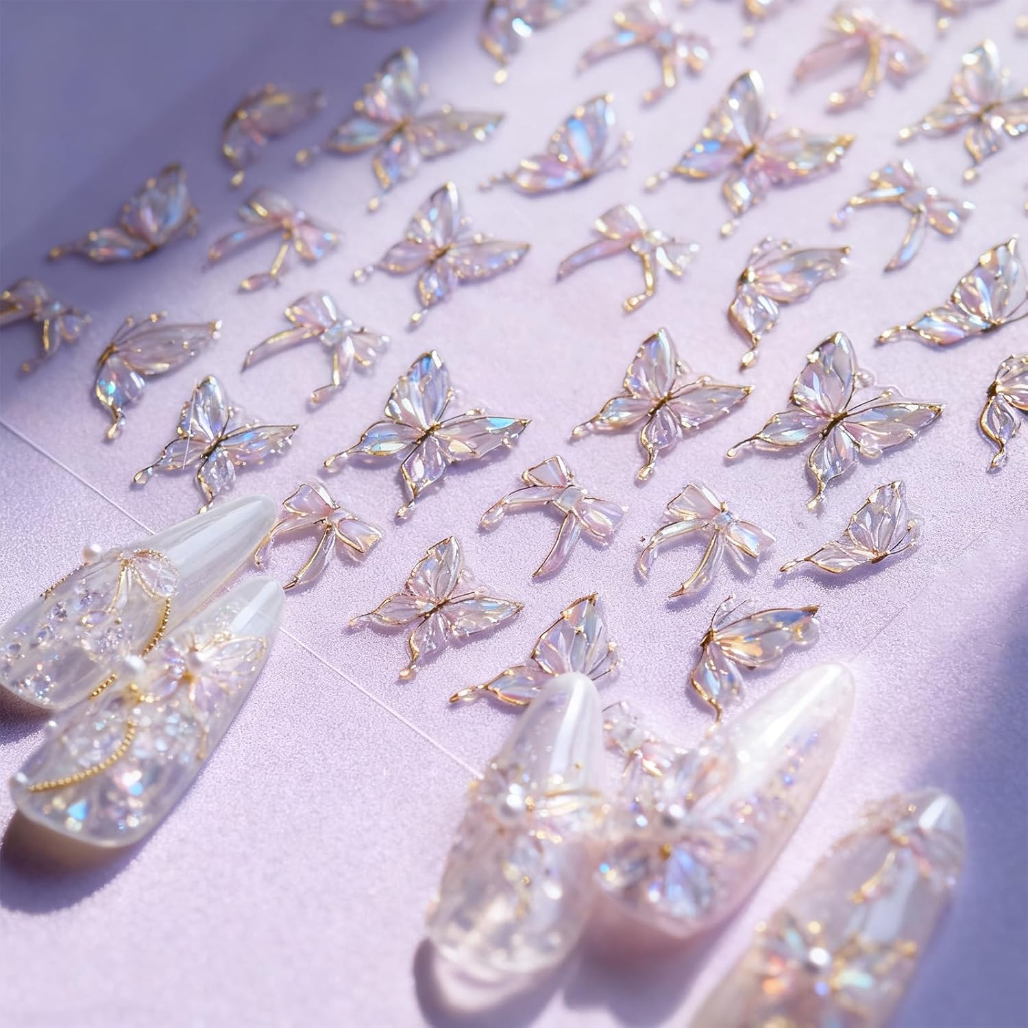 Vymoreon Nail Stickers for Nail Art, 5D Embossed Adhesive Stickers for Women Girls DIY Nail Art Decorations (Jelly Butterfly Design) image number 2