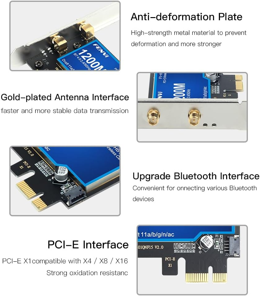PCI-E Wifi Card BT4.0 for Macos Windows 7/8/10/11 802.11A/G/N/Ac PCI-E PCI Network Adapter Mac-Compatible Wi-Fi Airdrop Handoff Instant Hotspot Macos MIMO Mac OS X Natively Supported BCM4360 AC1200 image number 2