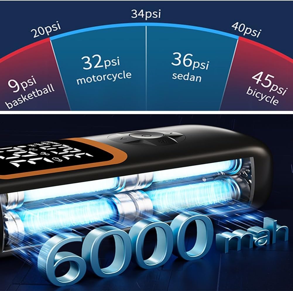 Car Tyre Inflator Portable Air Compressor Cordless or DC12V 2X Fast Portable Tire Pump for Car Bike Balls Motorcycle Tyre Air Pump Tyre Pump 150PSI Tyre Pressure Gauge Auto-Off