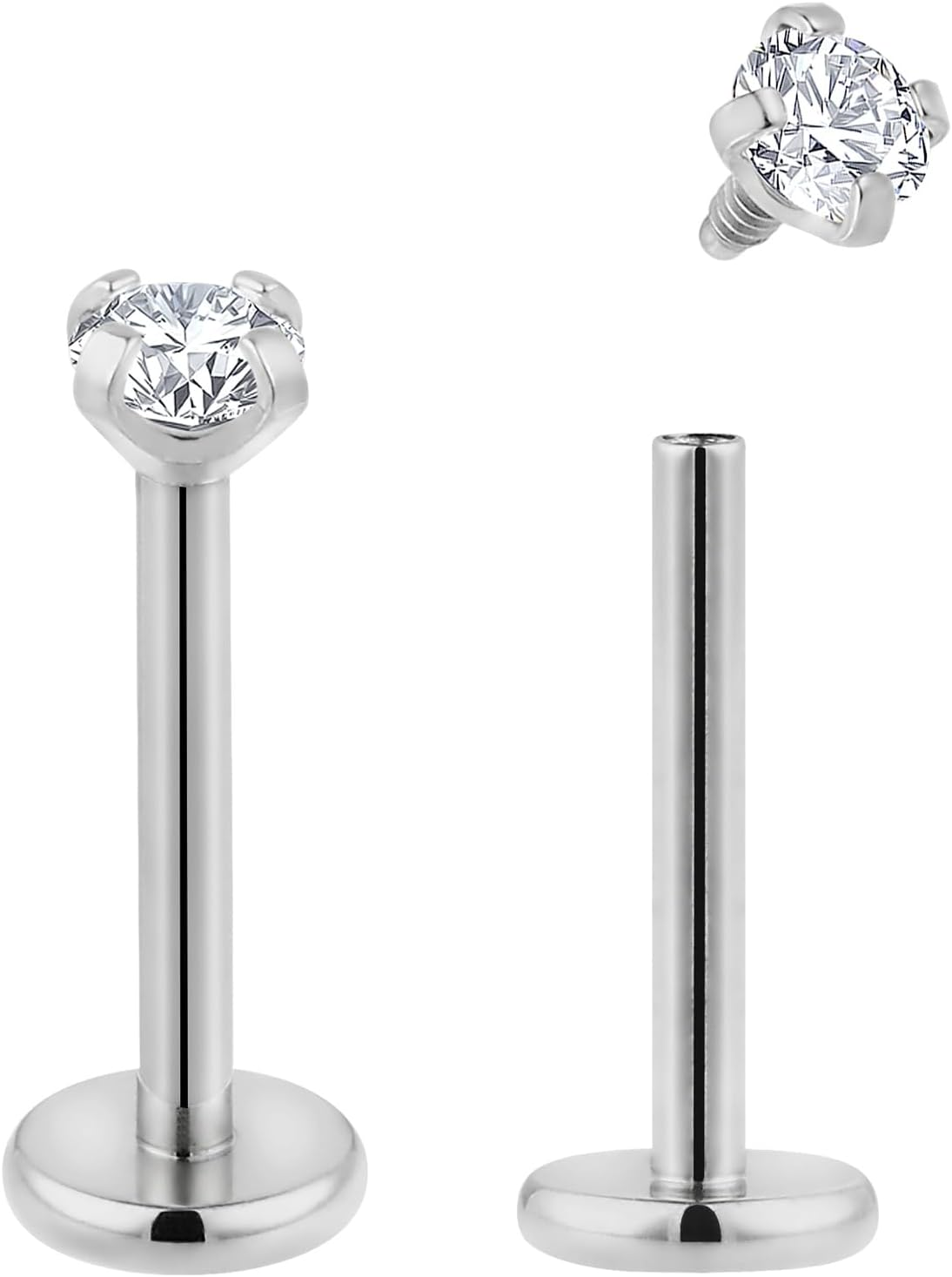 365 SLEEPERS 2 PCS 18G Titanium 6Mm 8Mm Internally Threaded Monroe Lip Ball Gem Labret Tragus Septum Nose Helix Rook Cartilage Earrings Body Piercing Jewellery