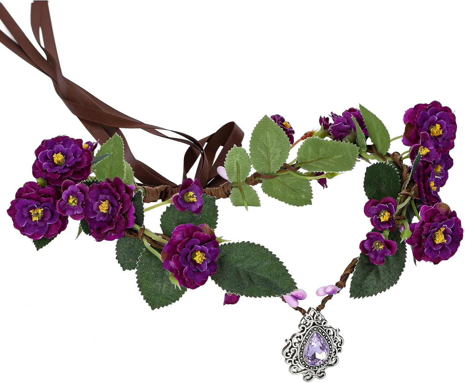 MOSTORY Fairy Flower Crown Women - Elf Headpiece Forest Floral Headband Woodland Circlet for Women Renaissance Halloween Accessory Renfaire Cosplay