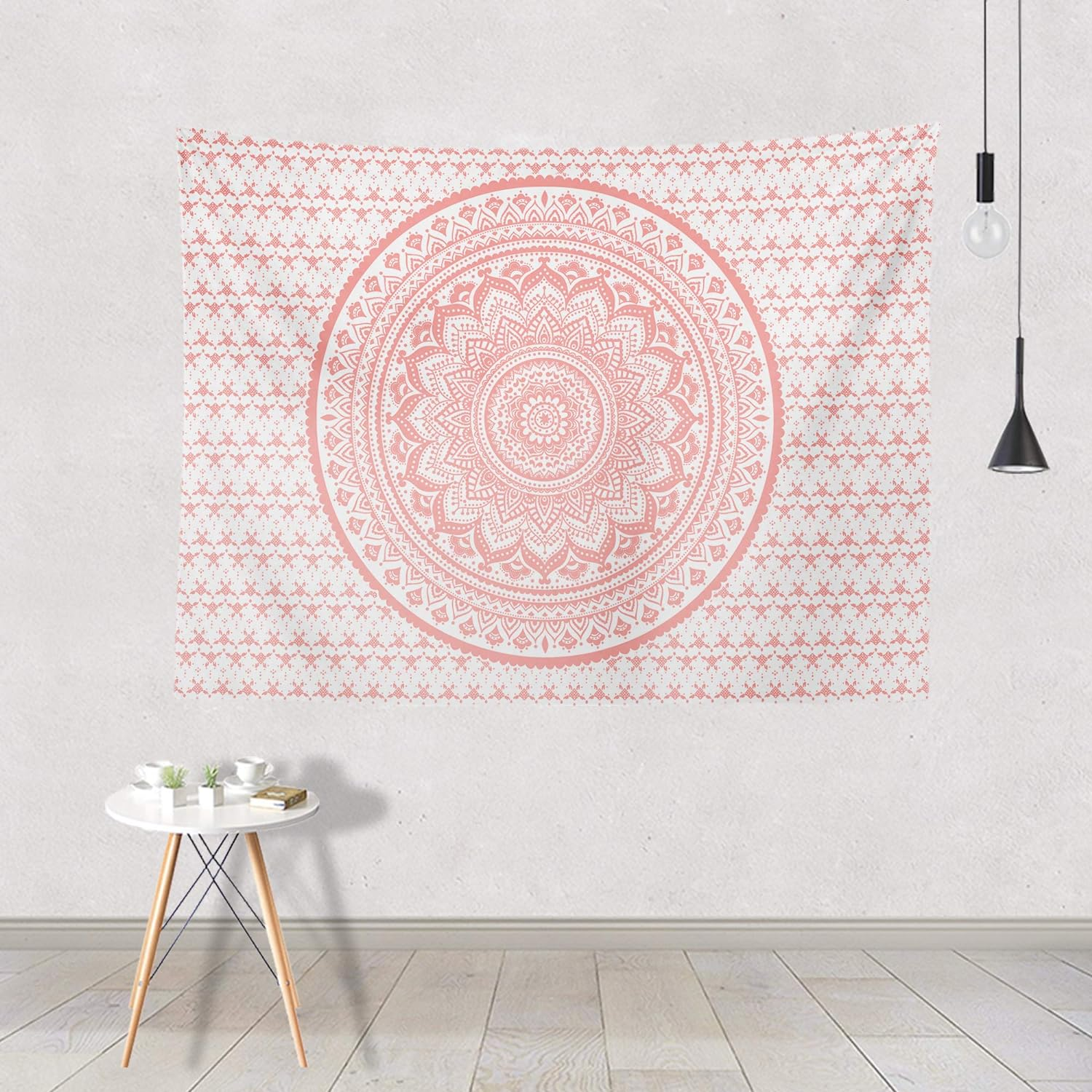 Ftuency Pink Mandala Tapestry, Indian Hippie Bohemian Psychedelic Tapestries Women Wall Hanging for Bedroom Teen Girl(Pink, 51.2" X 59.1") image number 3