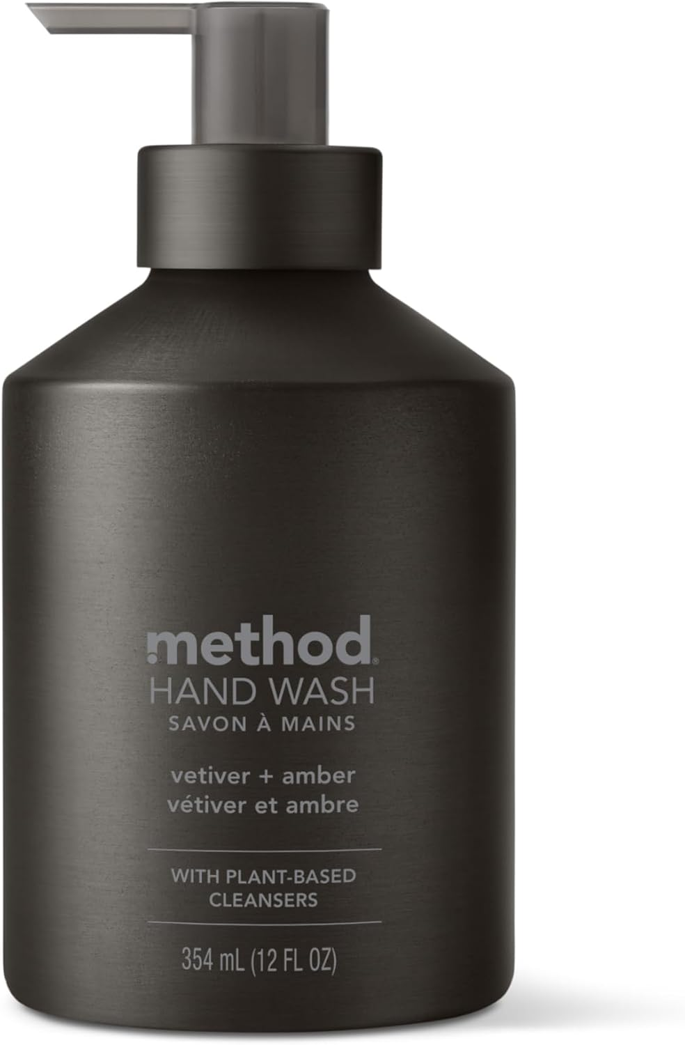 Method Gel Hand Soap, Vetiver + Amber, Reusable Black Aluminum Bottle, Biodegradable Formula, 12 Oz (Pack of 3)