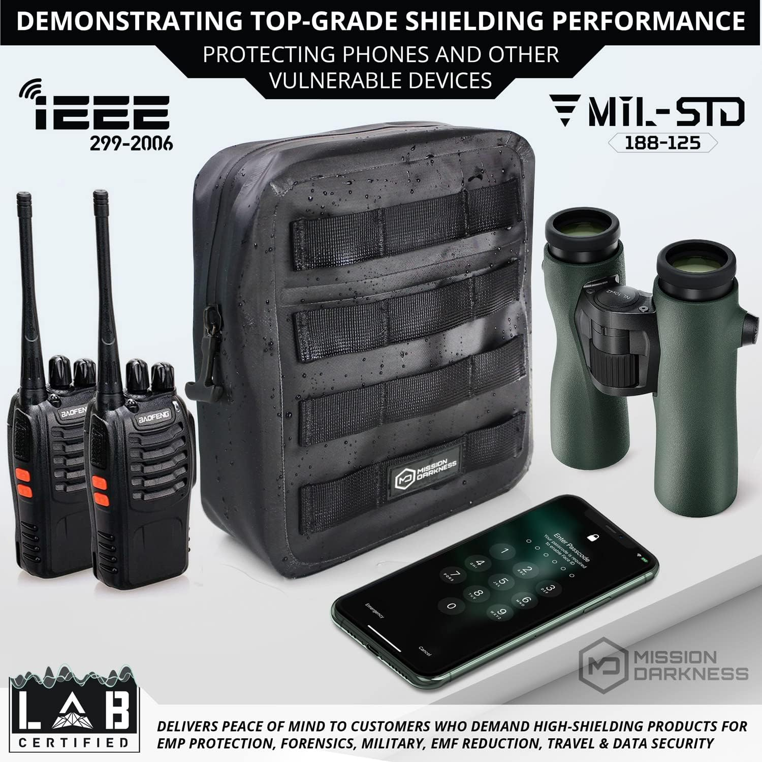 Mission Darkness Dry Shield MOLLE Faraday Pouch (2Nd Gen) // Waterproof & Submergible Dry Bag + RF Shielding Liner. Signal Blocking, Anti-Tracking, EMP Shield, Data Privacy, Electronic Device Security image number 3