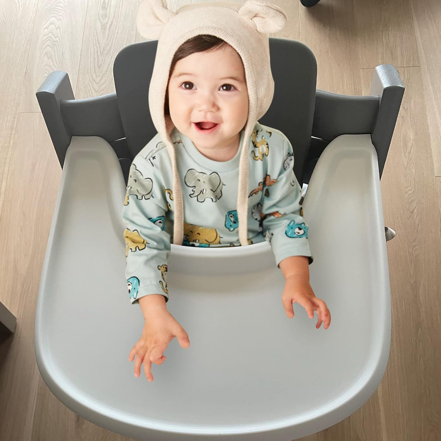 Luqibabe Baby High Chair Tray Compatible with Stokke Tripp Trapp Chair (V2 and Beyond) with Smooth Surface and Strong Suction Power Made of Food-Safe Plastic (BPA BPS BPF Lead Phthalate Free) - White - White image number 6