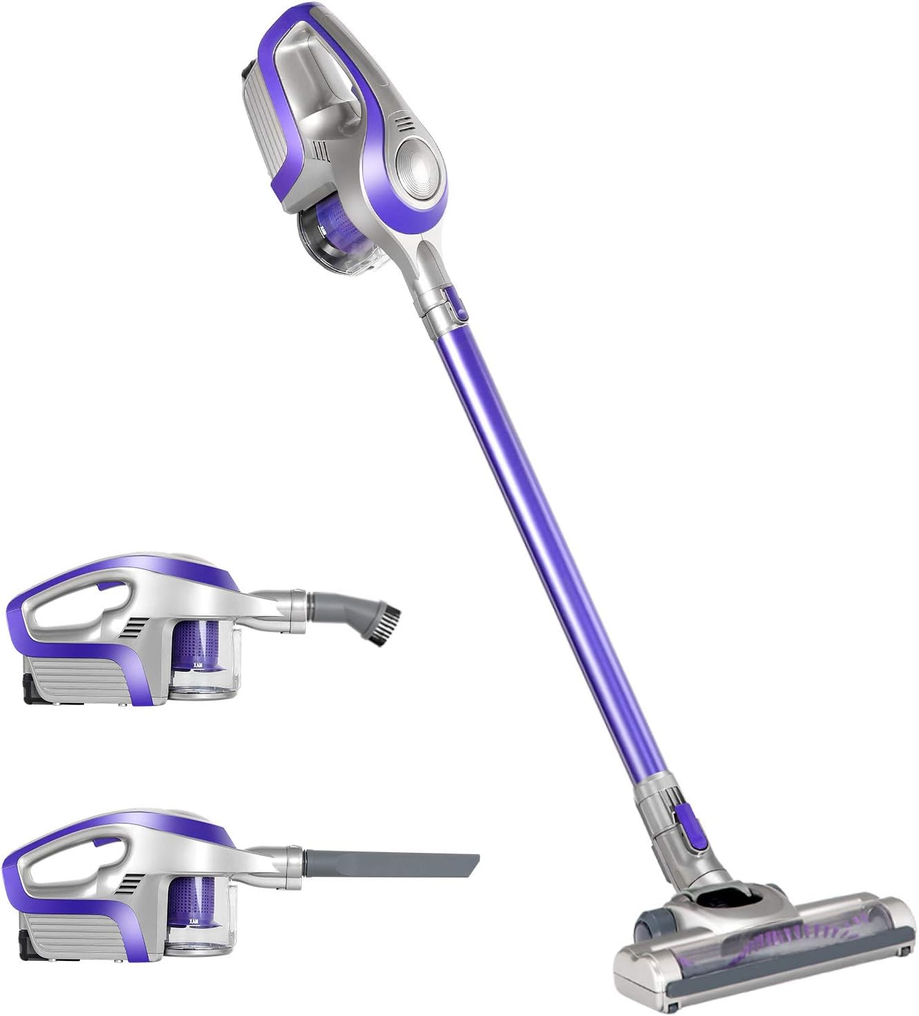 Devanti Cordless Vacuum Cleaner, Stick Vacuum Strong Suction Handheld Hand Held Handstick Bagless Recharge Vac 150W Compact Dustbuster Sweeper Dust Buster Portable for Home Car Stairs, Purple