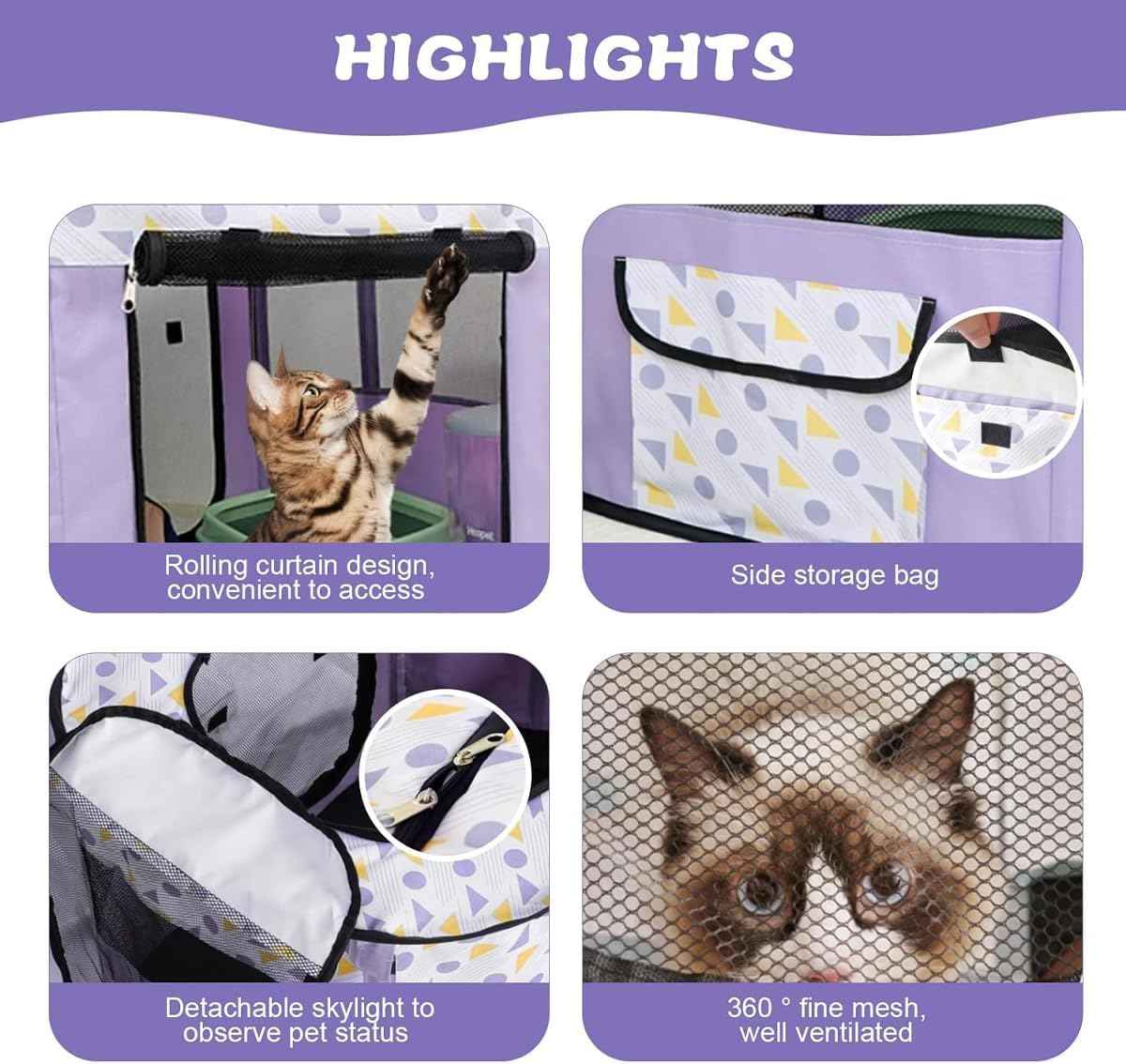 AIMALL Foldable Pet Playpen, Portable and Durable Cat and Dog Kennel with Waterproof Oxford Fabric, Available in M, L, XL - Cyan-L image number 5