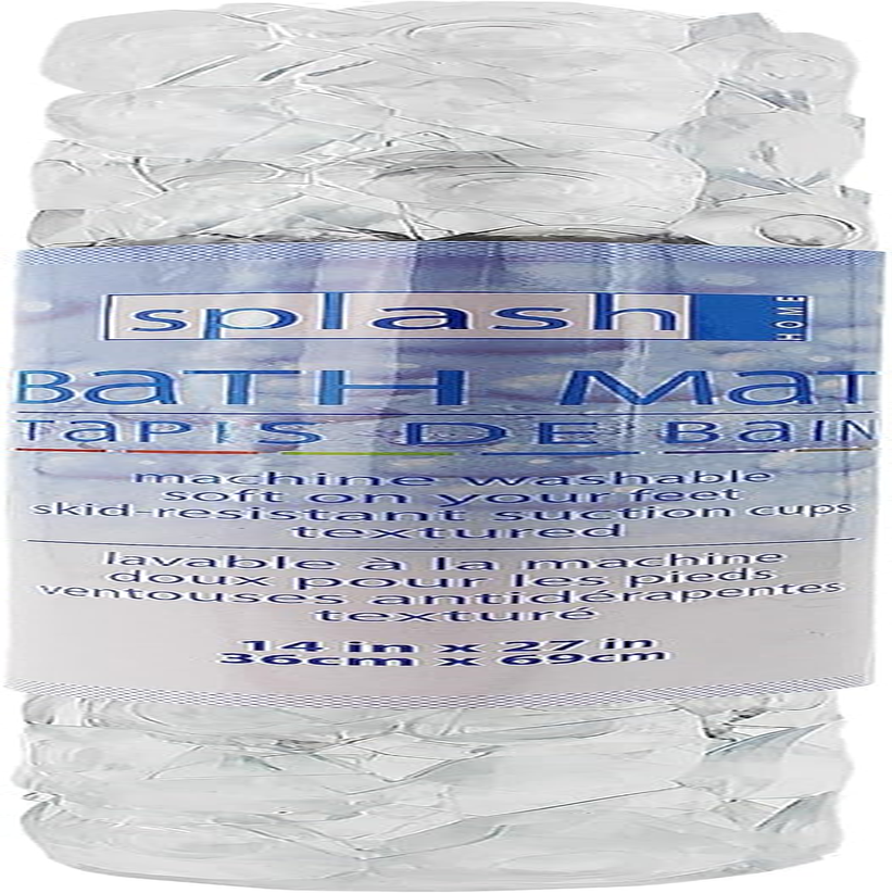 Splash Home Diamond Bathtub Mat Non-Slip, Shower Mat with 58 Suction Cups and Drain Holes Bath Mat for Tub, 27 L X 15 W Inches, Machine Washable, PVC - Clear