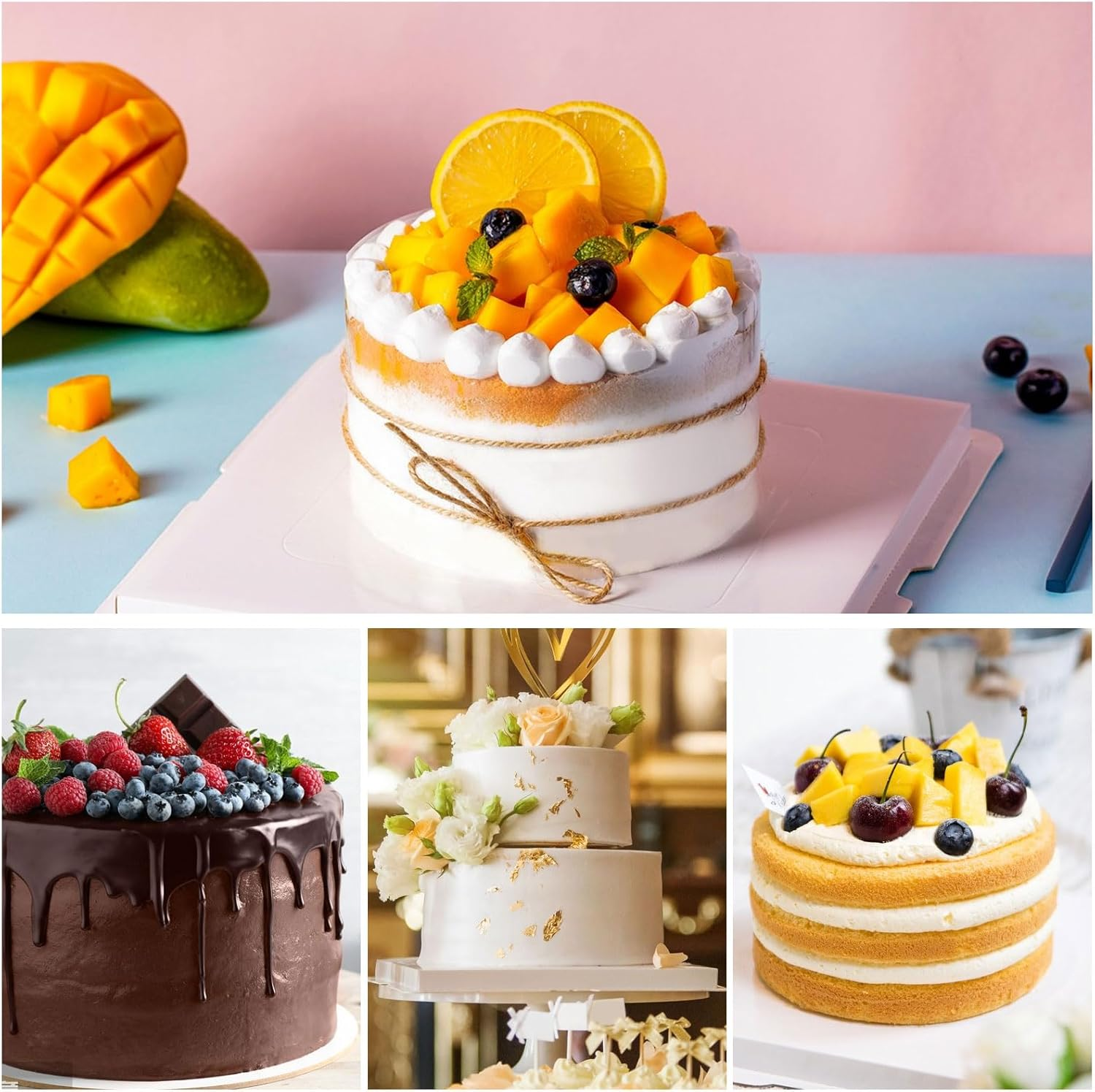 8 Inch Cake Tin Loose Bottom, 4Pack Aluminum round Cake Pan Non-Stick Deep Baking Tins for Christmas Wedding Birthday Party image number 1