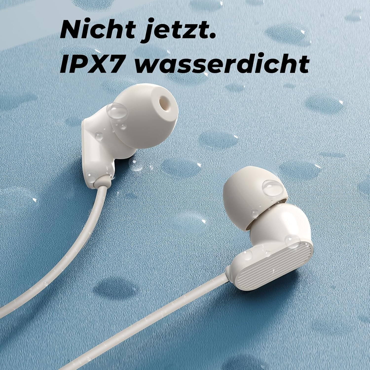 TONEMAC N18 In-Ear Headphones Bluetooth with Cable, Neckband Sports Headphones, Bluetooth Earbuds with ENC Microphone for Jogging, Workout (White)