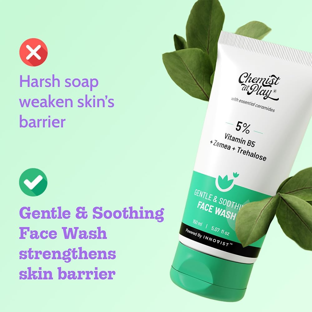 Chemist at Play Gentle & Soothing Facewash | 100% Soap & Fragrance-Free| Cleanses, Soothes, Refreshes & Hydrates| Strengthens Skin Barrier | 150Ml image number 4