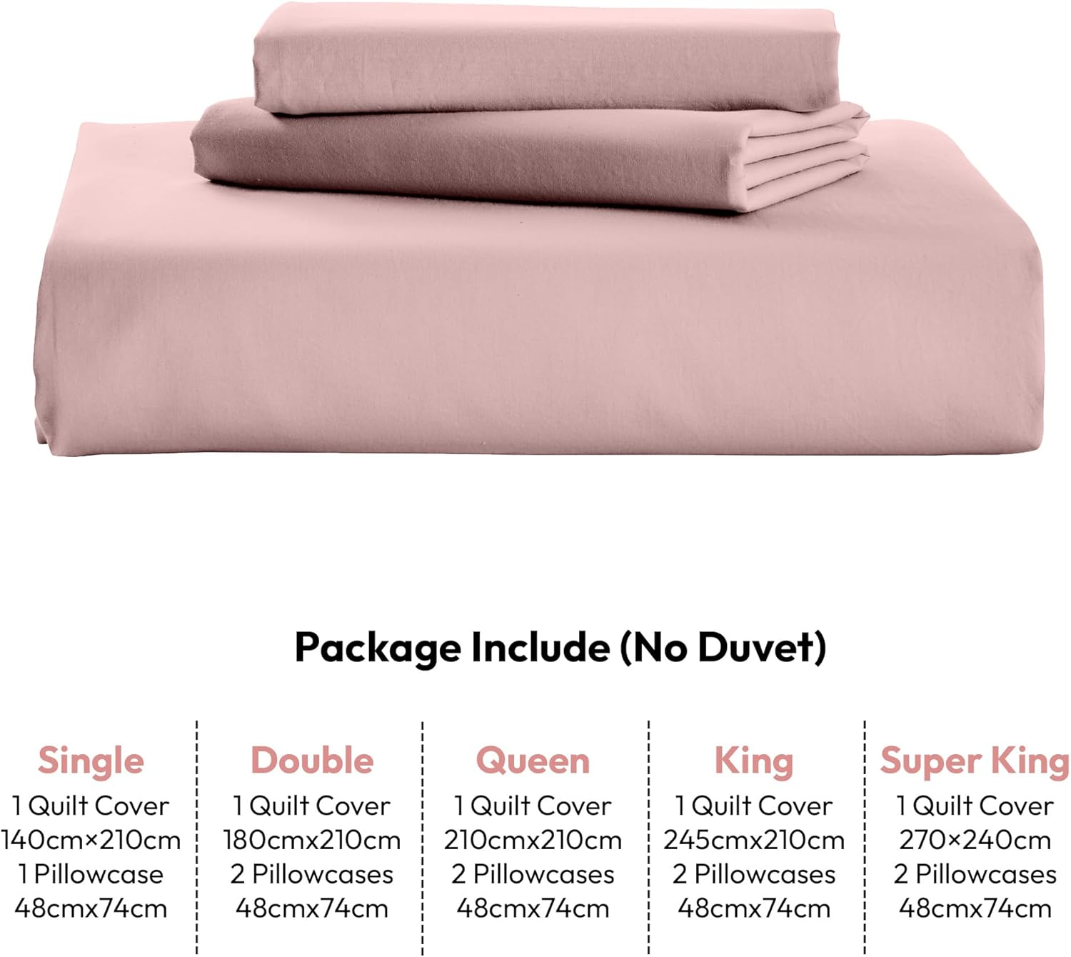 LINENOVA 100% Cotton Quilt Cover Set Queen &ndash; 3 Pieces Vintage Washed Duvet Cover with Pillowcases, Ultra Soft & Breathable, All Season Bedding - Dusty Pink image number 1