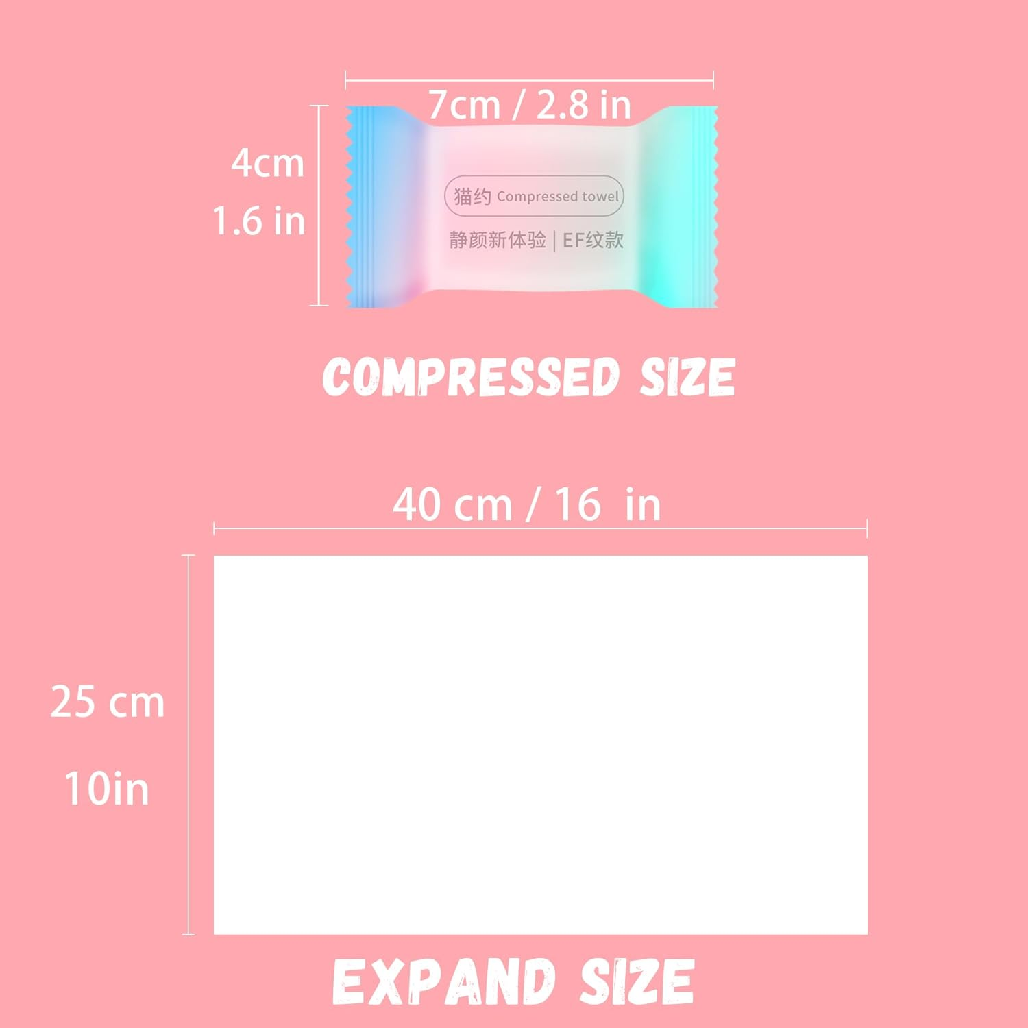 ERHAOG Travel Towel - Compressed Towel Tablets 40 * 25 Cm - 22 PCS Disposable Face Towel & Camping Towel - Coin Tissues Expands in Water - Magic Washcloths Candy Package for Kitchen Hiking Sport image number 5