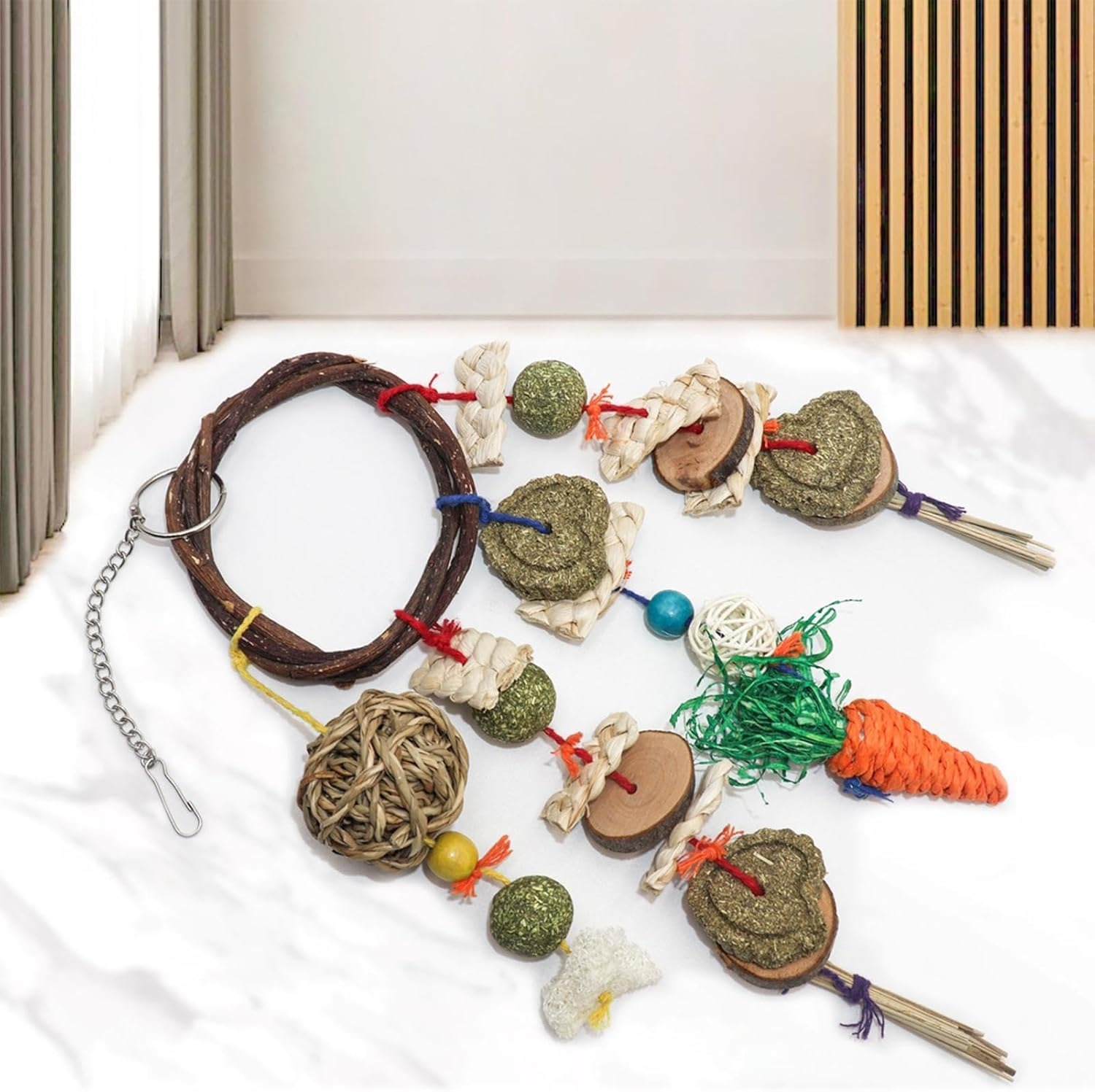 Rabbit Treats - Organic Bunny Toys, Gourmet Rabbit Toy | Nutrient Rich Fruit and Veggie Mix, Promotes Healthy Coat, Digestive Support for Teeth Grinding Care Rabbits and Small Pets, 44X18Cm image number 4