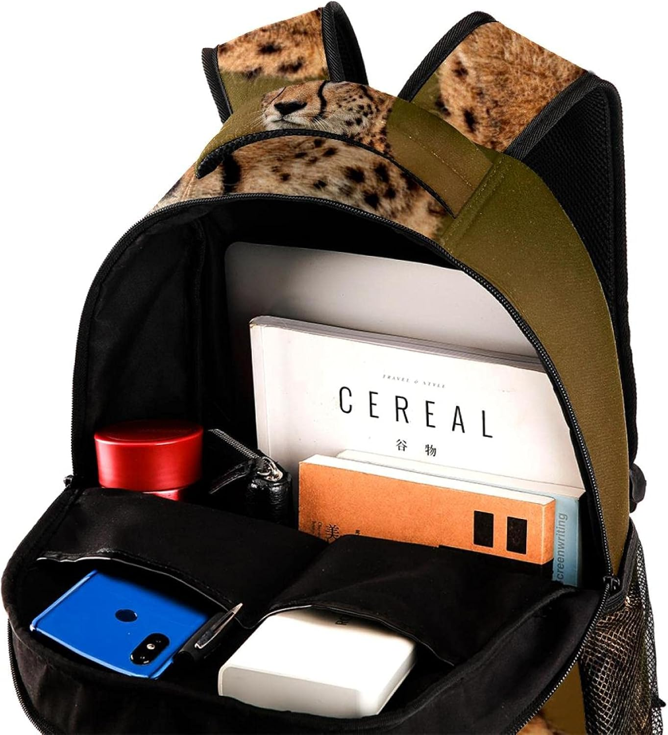 Cheetah Animal Backpack Students Shoulder Bags Travel Bag College School Tote Backpacks image number 4