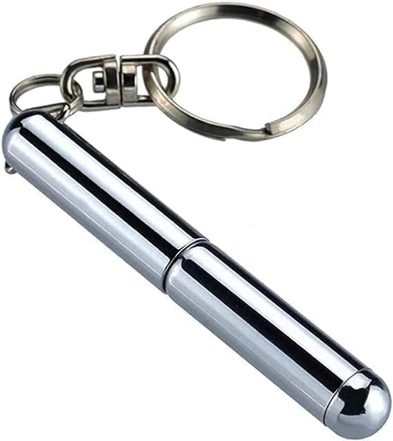 Silver Retractable Mini Pen Made of Stainless Steel Metal Tool Pen Retractable Pocket Pen Keychain Dad Gadgets, Birthday, Christmas for Students, Office Staff, Construction Workers Ballpoint Pens