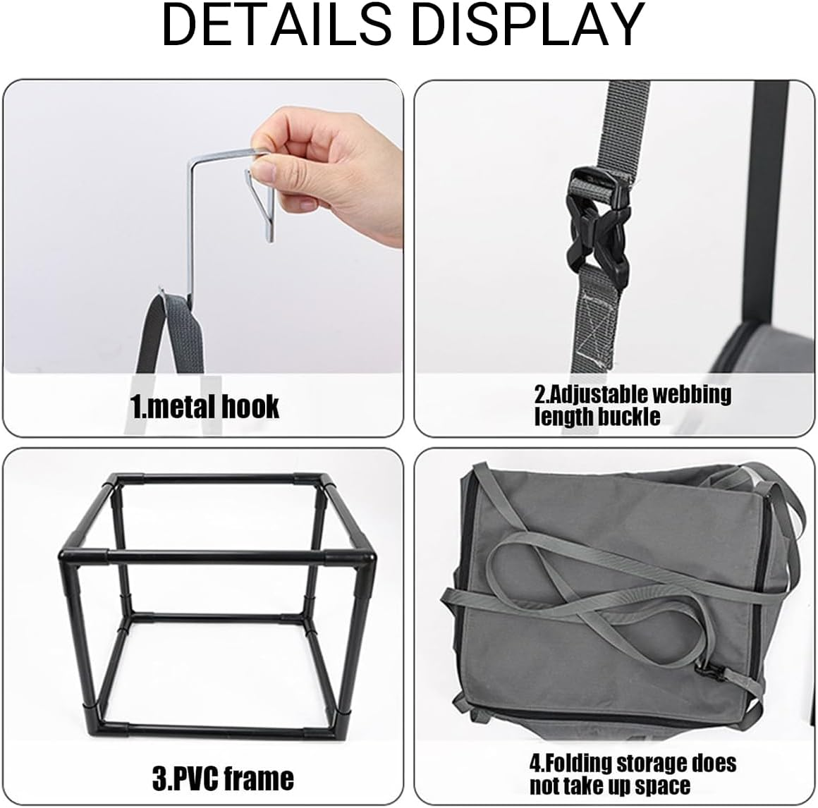 AIMALL Cat Hammock Bed Hanging Cat House Double Layer Door Mounted Cat Nest with Metal Hooks Adjustable Straps PVC Frame Foldable Space Saving Pet Hammock