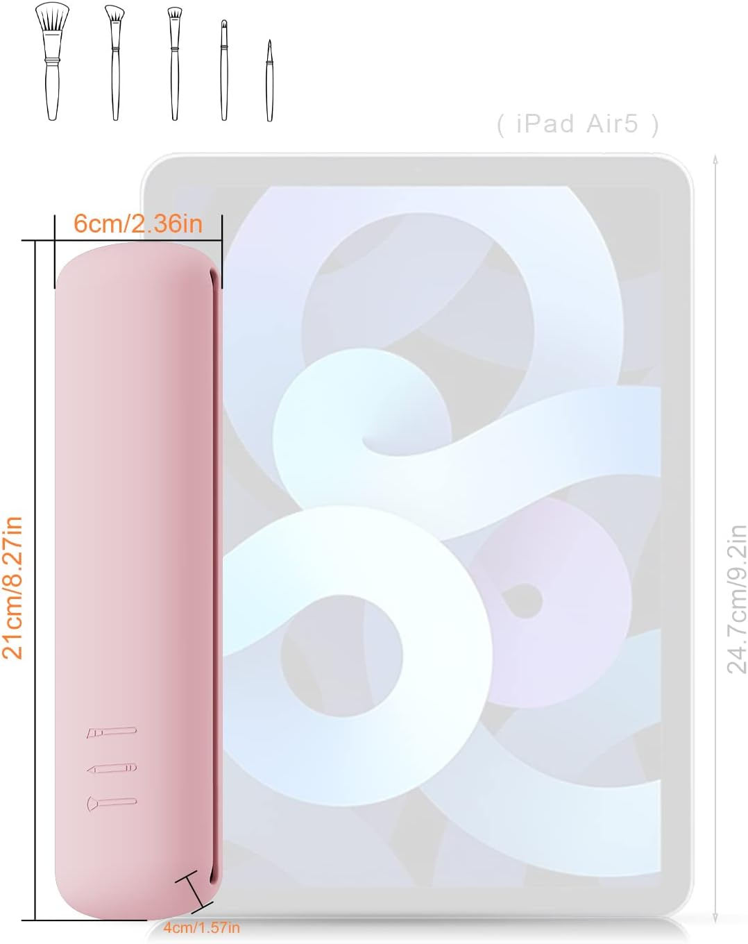 BEZOX Makeup Brush Holder with Magnet Closure - Silicone Make up Brushes Case for Travel &ndash; Portable Cosmetic Brush Organizer Bag - Pink image number 5