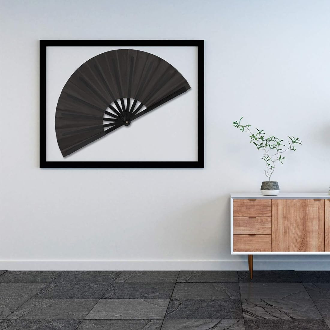 2 Pack Large Folding Hand Fan, Black Chinese Kung Fu Tai Chi Fan, Nylon-Cloth Vintage Retro Fabric Fans Folding Fan for Men and Women Performance, Dance, Decorations, Festival image number 6